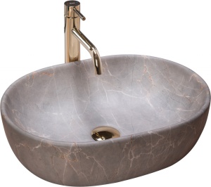 LAVOAR REA LARA, EFECT DE PIATRA BEJ, 48,5 CM, DIN CERAMICA, CALITATE SUPERIOARA - Img 3