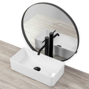 LAVOAR REA LAURA, SLIM, 46CM, MONTAJ PE BLAT, DIN CERAMICA, CALITATE SUPERIOARA, REA