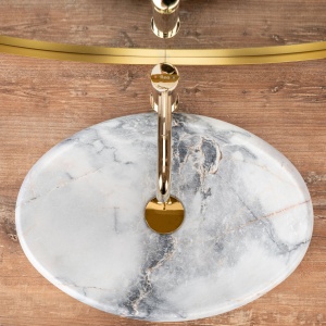 LAVOAR REA LINDA, GRANIT MAT, EFECT DE MARMURA MATA, 48,5 CM, DIN CERAMICA, CALITATE SUPERIOARA - Img 4