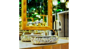 LAVOAR REA MELANIA MERYL, ALB/AURIU, 60 CM, DIN CERAMICA, CALITATE SUPERIOARA - Img 4