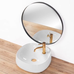 LAVOAR REA POLA, 44CM, ALB, DESIGN MODERN, MONTAJ PE BLAT, CALITATE SUPERIOARA, REA