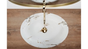 LAVOAR REA QUEEN, CARRARA SHINY, 55 CM, EFECT DE MARMURA ALBA, DIN CERAMICA, CALITATE SUPERIOARA - Img 4