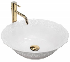 LAVOAR REA ROSALIA, ALB, 44 CM, MONTAJ PE BLAT, DIN CERAMICA, CALITATE SUPERIOARA, REA