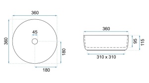 LAVOAR REA SAMI, 36 CM, ALB/CROM PERIAT, DIN CERAMICA, CALITATE SUPERIOARA - Img 5
