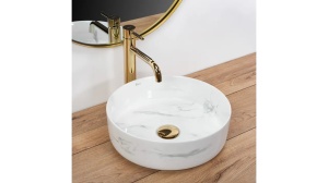 LAVOAR REA SAMI, NATURE MARBLE, 36 CM, EFECT DE MARMURA ALBA, DIN CERAMICA, CALITATE SUPERIOARA