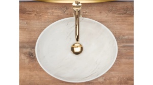 LAVOAR REA SOFIA, CALALA MARMUR, EFECT DE MARMURA ALBA, 41 CM, DIN CERAMICA, CALITATE SUPERIOARA - Img 3