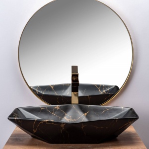 LAVOAR REA VEGAS, NEGRU MAT, 56 CM, MODERN, DIN CERAMICA, MONTAJ PE BLAT, CALITATE SUPERIOARA, REA - Img 2