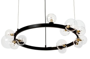 LUSTRA ALURE 85, NEGRU/TRANSPARENT, DIN METAL SI STICLA, STIL MODERN
