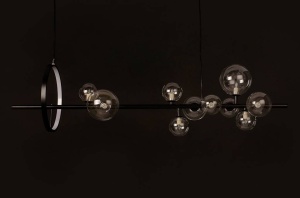 LUSTRA ALURE LINE 120, NEGRU/TRANSPARENT, DIN METAL SI STICLA, STIL MODERN - Img 3