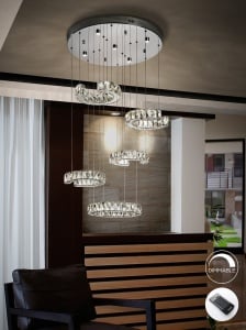 LUSTRA CALA 679526D, DIN METAL, OTEL INOXIDABIL SI CRISTALE FATETATE, STIL MODERN, SCHULLER