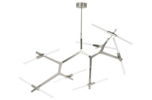 LUSTRA CANDELABR PREMIUM 14, DIN ALUMINIU SI STICLA, ARGINTIE, STIL MODERN, B2