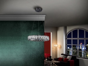 LUSTRA DIVA 854275N, DIN METAL,OTEL INOXIDABIL SI CRISTALE FATETATE, STIL MODERN, SCHULLER - Img 2