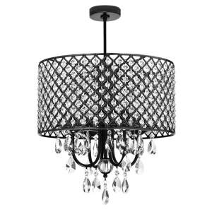 LUSTRA GLAMOR BLACK APP616-4CP, 43 cm, NEGRU, DIN METAL SI CRISTALE, STIL MODERN, TU