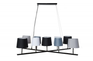 LUSTRA LEVELS II CU 9 BECURI SI ABAJURURI IN GRI/ALB/NEGRU 38822 DESIGN MODERN