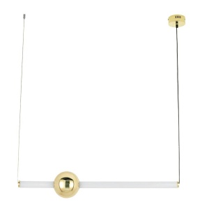 LUSTRA LIBRA 90, ALB/AURIU, DIN METAL SI STICLA, STIL MODERN - Img 5