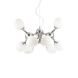 LUSTRA NODI SP9, ALB/CROM, DIN STICLA, STIL MODERN