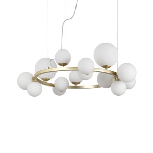 LUSTRA PERLAGE SP14, ALAMA/ALB, DIN METAL SI STICLA, STIL MODERN