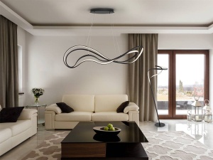 LUSTRA/PLAFONIERA DANZA, 115 CM, NEGRU MAT/OPAL, DIN METAL, ALUMINIU SI SILICON, STIL MODERN