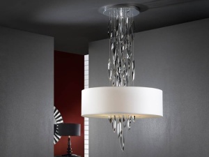 LUSTRA/PLAFONIERA DOMO, 55 CM, ALB/CROM, DIN METAL SI METACRILAT, STIL MODERN