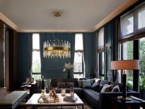 LUSTRA/PLAFONIERA GRACE, 55 CM, AURIU PERIAT/TRANSPARENT, DIN METAL SI STICLA, STIL MODERN - Img 4