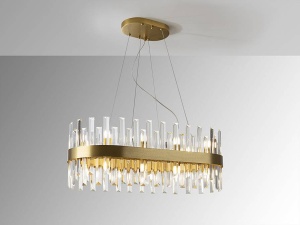 LUSTRA/PLAFONIERA GRACE, 80 CM, AURIU PERIAT/TRANSPARENT, DIN METAL SI STICLA, STIL MODERN - Img 7