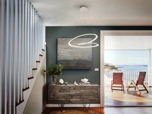 LUSTRA/PLAFONIERA LOOPING, 60 CM, ALB MAT/OPAL, DIN METAL, ALUMINIU SI SILICON, STIL MODERN