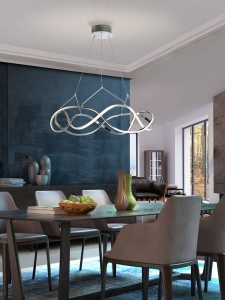 LUSTRA/PLAFONIERA MOLLY, 80 CM, CROM/OPAL, DIN METAL, ALUMINIU SI SILICON, STIL MODERN
