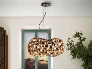 LUSTRA/PLAFONIERA NARISA, 47 CM, AURIU ROSE/MARO INCHIS, DIN METAL SI ACRIL, STIL MODERN