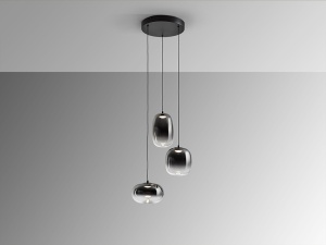 LUSTRA/PLAFONIERA ONICE, 35/220 CM, NEGRU MAT/FUMURIU, DIN METAL SI STICLA, STIL MODERN - Img 4