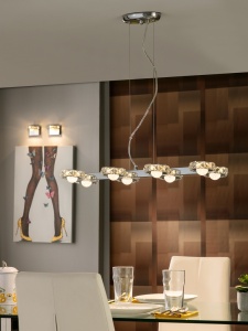 LUSTRA/PLAFONIERA SURIA, 74 CM, CROM/TRANSPARENT, DIN METAL SI STICLA, STIL MODERN - Img 3