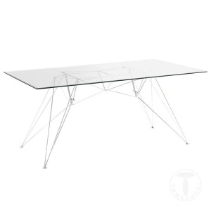 MASA BIROU 180CM, SPILLO CROM, COD 1067, STIL MODERN, REALIZATA DIN METAL SI STICLA