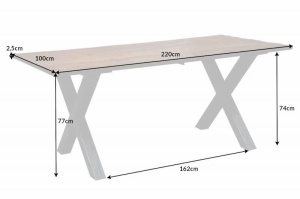 MASA DE SUFRAGERIE 220CM, BARRACUDA, DIN LEMN MASIV SI CADRUL DIN METAL, COD 40569