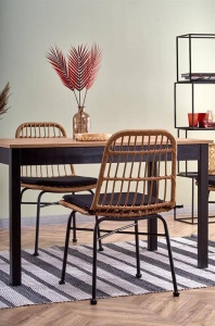 MASA DINING EXTENSIBILA GREG, STEJAR WOTAN/NEGRU, 124/168 CM, BLAT DIN PAL MELAMINAT, STIL VINTAGE - Img 3