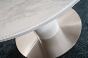 MASA DINING EXTENSIBILA ORBIT CERAMIC WHITE, EFECT DE MARMURA ALB/ALB MAT, DIN MDF, CERAMICA, METAL, STIL MODERN, SIGNAL - Img 3