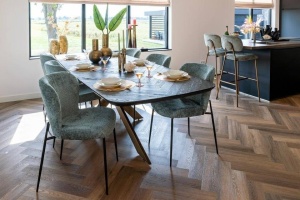 MASA DINING HAYLEY, 280 CM, NEGRU/MARO INCHIS, DIN STEJAR RECICLAT SI METAL, RICHMOND INTERIORS - Img 3