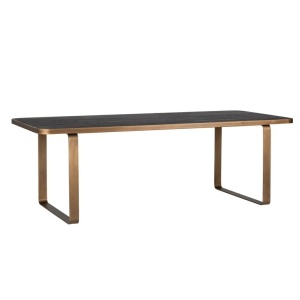 MASA DINING HUNTER, 230 CM, NEGRU RUSTIC/AURIU ANTICHIZAT, DIN FURNIR DE STEJAR SI METAL, RICHMOND INTERIORS