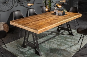 MASA DINING, INDUSTRIAL 240CM, DIN METAL SI LEMN MASIV MANGO, COD 40515, STIL INDUSTRIAL