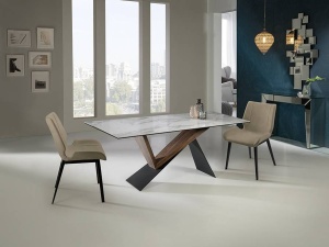 MASA DINING, NOA 180CM, 742350, METAL, LEMN DE NUC SI PORTELAN SI STICLA, DESIGN MODERN - Img 5