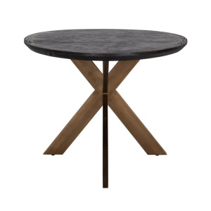 MASA DINING OVALA BLACKBONE, 230 CM, NEGRU RUSTIC/AURIU ANTICHIZAT, DIN STEJAR SI METAL, RICHMOND INTERIORS - Img 3
