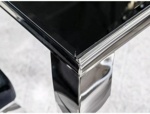 MASA DINING PRINCE, NEGRU/CROM, 180 CM, BLAT DIN STICLA SECURIZATA SI PICIOARE DIN METAL, STIL MODERN - Img 6