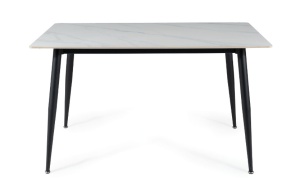 MASA DINING RION, 130 CM, EFECT DE MARMURA ALBA/NEGRU MAT, BLAT DIN CERAMICA SI PICIOARE DIN METAL, STIL MODERN - Img 5