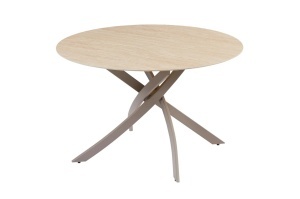 MASA DINING ROTUNDA, ALPINE 120CM, REALIZAT DIN CERAMICA SI METAL, CULOARE GRI SAMPANIE, INVICTA INTERIOR