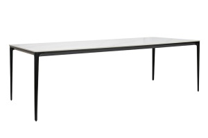 MASA DINING SLIM 240X100, ALB/NEGRU, CONFECTIONATA DIN ALUMINIU, CERAMICA SI MARMURA, STIL MODERN