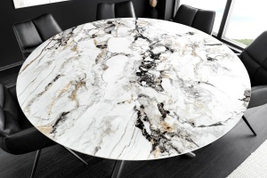 MASA DINING, SPIN 150CM, CU FARFURIE DETASABILA, METAL, STICLA/CERAMICA, MARMURA MULTICOLOR/ALBA, ARTIM GROUP SELECTION - Img 5