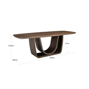 MASA DINING WINDSOR 230cm, REALIZATA DIN METAL, MDF, FURNIR, LEMN RECICLAT, CULOARE NUC/ALAMA, STIL MODERN, RICHMOND - Img 3