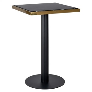 MASA DINING ZENGA, 50X50 CM, EFECT DE MARMURA NEAGRA/AURIU/NEGRU , DIN MARMURA ARTIFICIALA SI METAL, RICHMOND INTERIORS