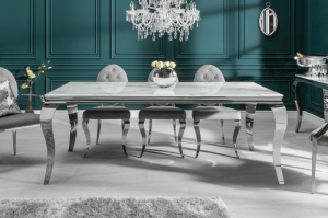 MASA ELEGANTA, DE LUX 180CM, METAL ARGINTIU SI STICLA, CE IMITA MARMURA, ARTIM GROUP SELECTION