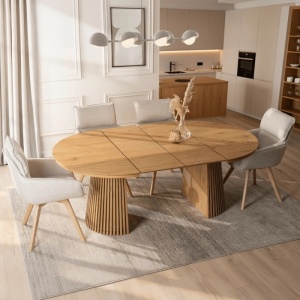 MASA EXTENSIBILA 120/200CM, ARTIM MEBLE, REALIZATA DIN MDF, CULOARE STEJAR, STIL MODERN - Img 2