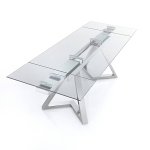 MASA EXTENSIBILA 160/240CM, AREN, COD 5686, STIL MODERN, REALIZAT DIN METAL SI STICLA SECURIZATA