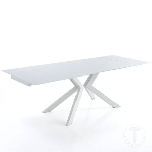 MASA EXTENSIBILA 160/240CM, EVOLUTION ALBA, COD 3238, STIL MODERN, REALIZATA METAL SI STICLA - Img 2